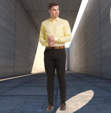 Black Pants with a Light Yellow Shirt