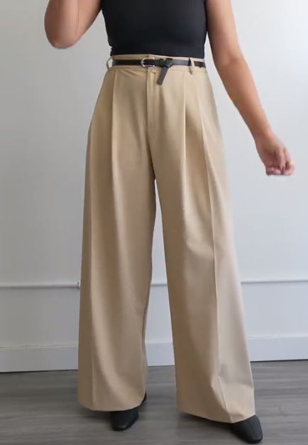 Light Brown Wide Leg Pants - A staple in the Best Office Pants collection. Chic and comfortable, perfect for a stylish workday