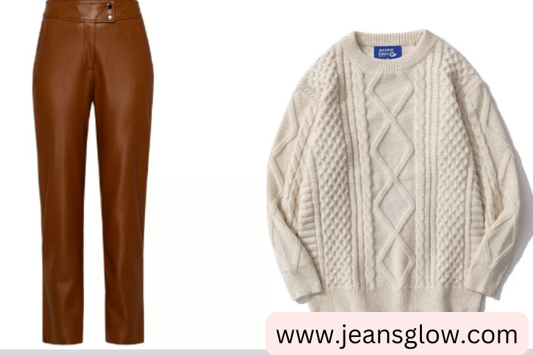 Lightweight Sweater Tan Leather Pant