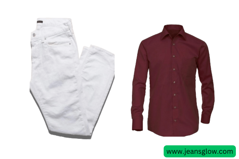 White Pants with a Burgundy Shirt