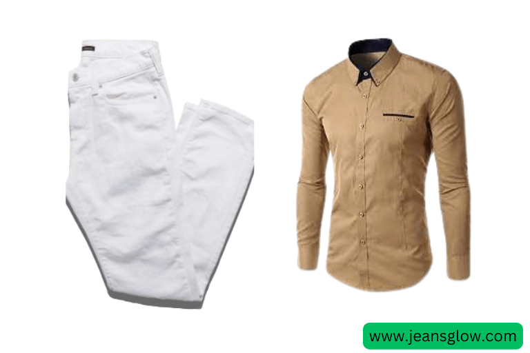 White Pants with a Light Brown Shirt