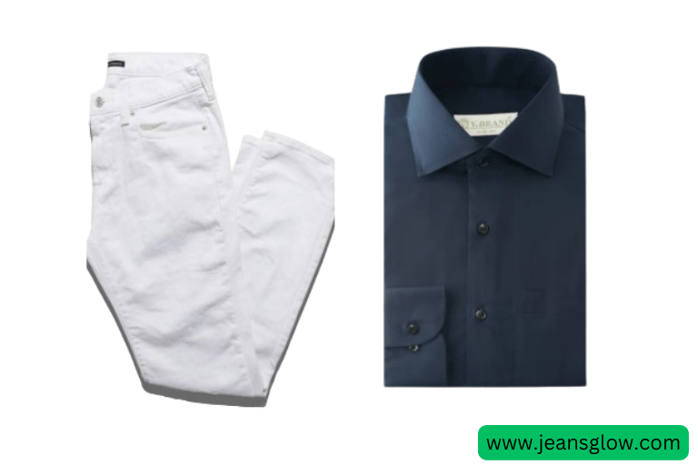 White Pants with a Navy Blue Shirt